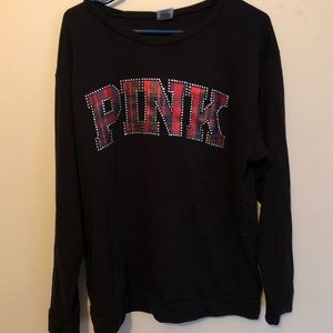 Vs Pink black sweatshirt with plaid writing